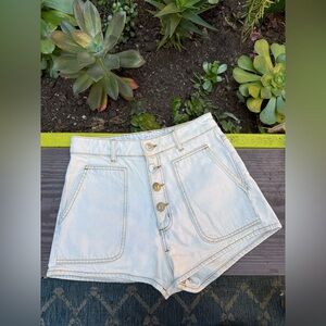 Sandro High Waist Light Denim Shorts Sz 38